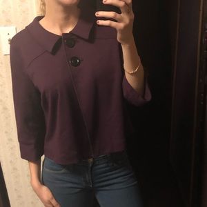 Purple big button long sleeve professional top